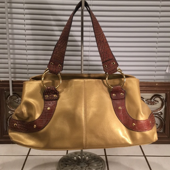 Gold and brown handbag - Picture 1 of 3